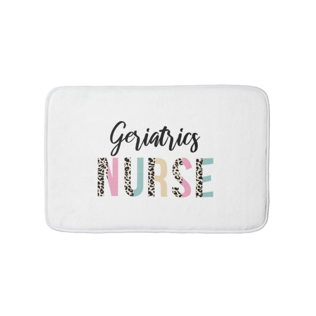 Geriatrics Nurse Cute Leopard Design - Funny Gift  Bath Mat (Front)