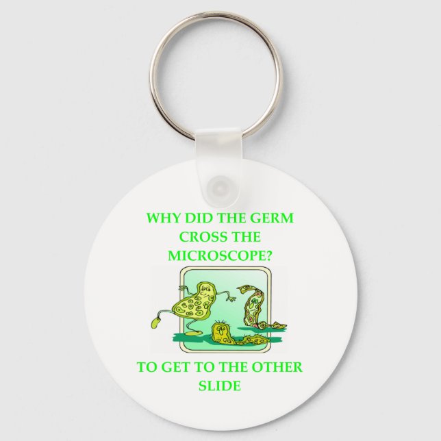 GERM BIOLOGY RESEARCH JOKE KEYCHAIN (Front)