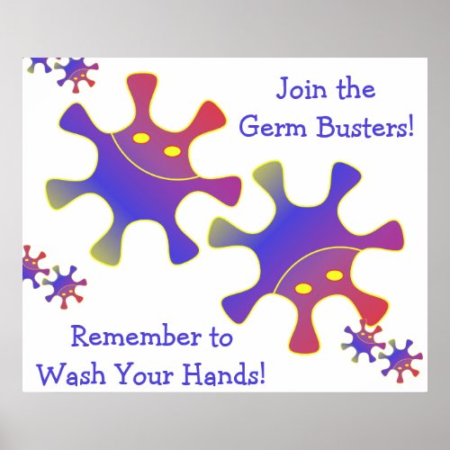 Germ Busters Remember to Wash Your Hands Sign
