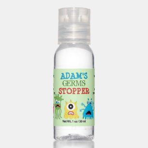Germ stopper with cute bacteria kids party favor hand sanitizer