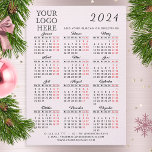 German 2024 Business Calendar Magnet Logo Pink<br><div class="desc">This pink 2024 business calendar 5" x 7" magnetic card in German features templates to place your logo, add company contacts, slogan, or other text. Saturdays and Sundays are in red to plan and discuss working days with ease, and months are in script font. It's a practical gift for clients...</div>
