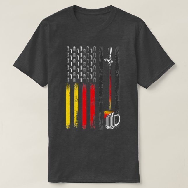 German American Flag, Draft Beer, German Beer  - 1 T-Shirt (Design Front)