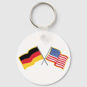 German American Flags Keychain