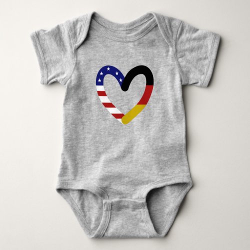 German  American Heart Baby Bodysuit