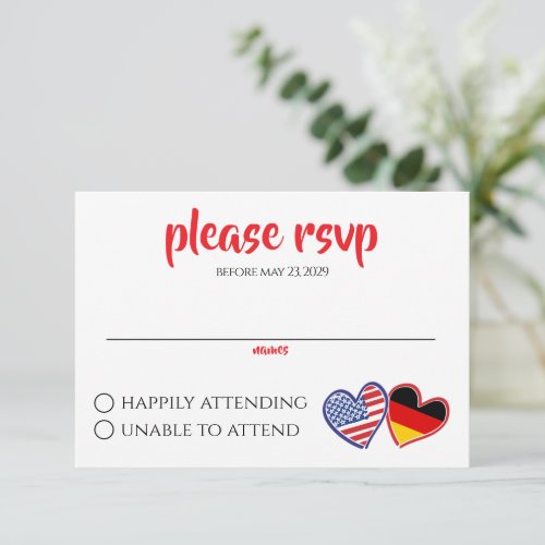 German American Heart Flags RSVP Card
