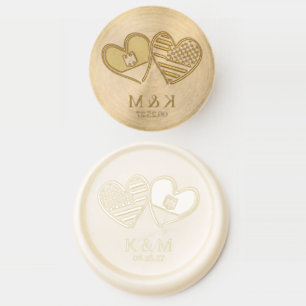 German American Hearts Flags Wax Seal Stamp