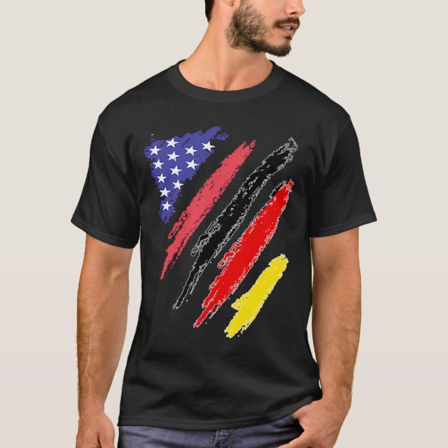 German American Patriot Grown Heart Flag Stripes T-Shirt (Front)