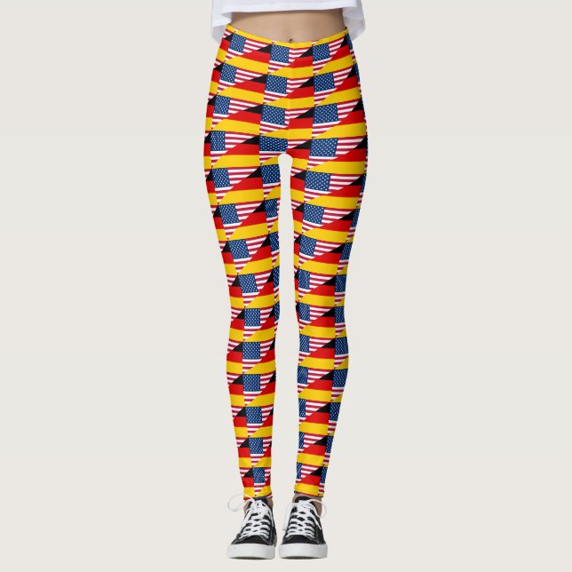 German American Pride US Germany Flag Leggings (Front)
