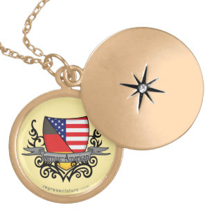 German-American Shield Flag Locket Necklace