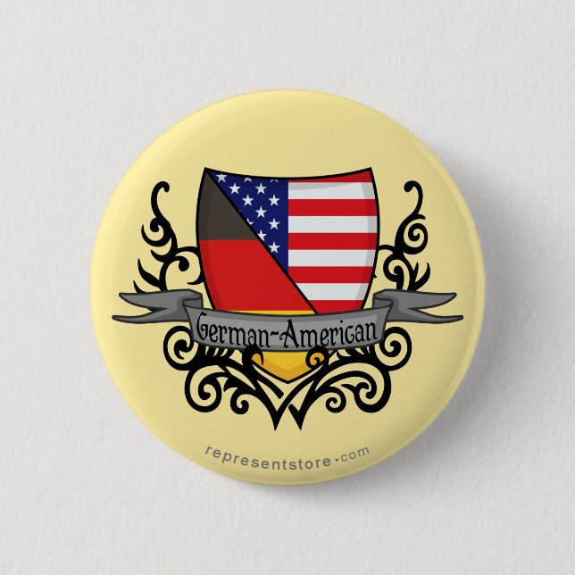 German-American Shield Flag Pinback Button (Front)