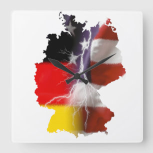 German American Unity Square Wall Clock