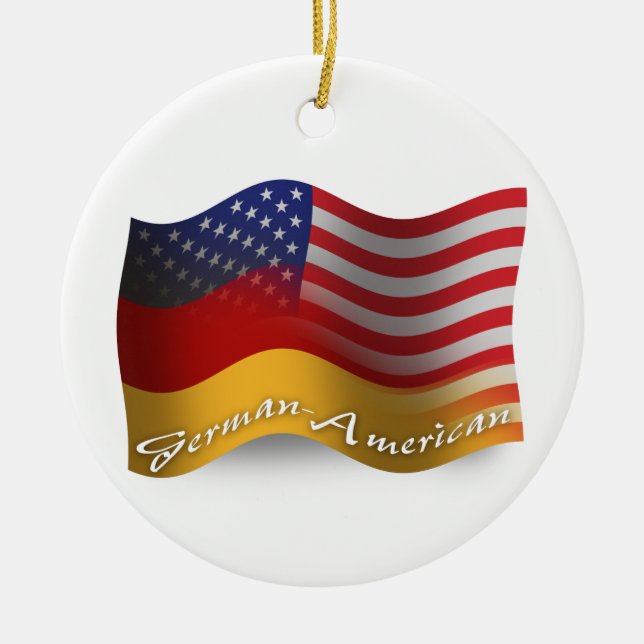 German-American Waving Flag Ceramic Ornament (Front)