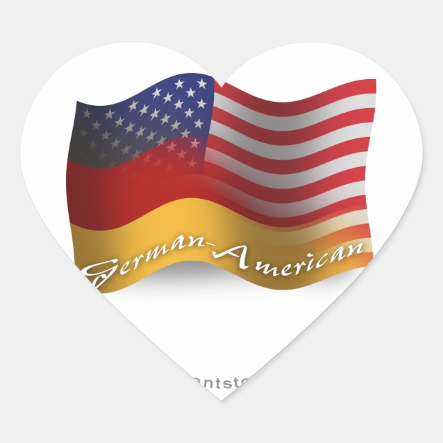German-American Waving Flag Heart Sticker (Front)