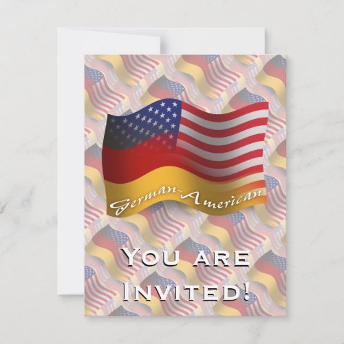 German-American Waving Flag Personalized Announcement
