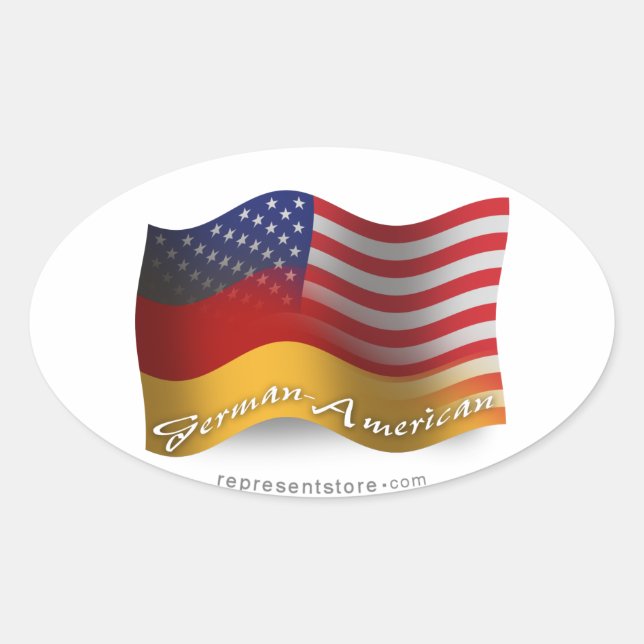 German-American Waving Flag Oval Sticker (Front)