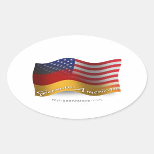 German-American Waving Flag Oval Sticker
