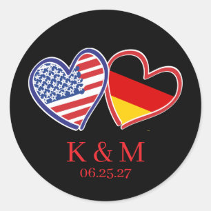 German American Wedding Classic Round Sticker