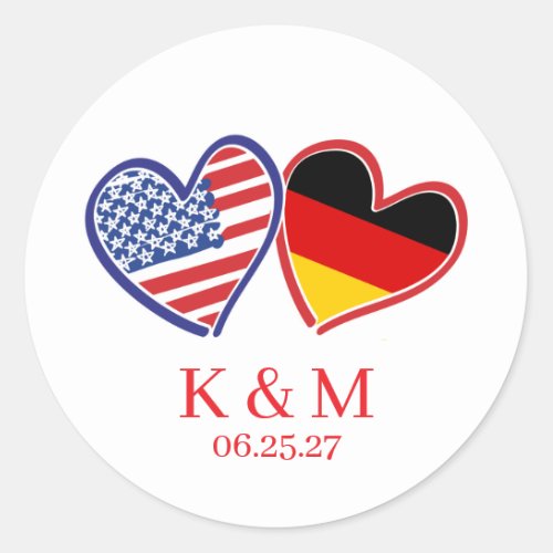 German American Wedding Classic Round Sticker