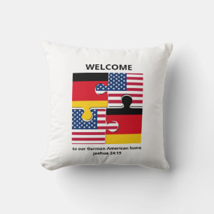 GERMAN AMERICAN Welcome Throw Pillow