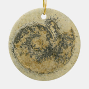 German Ammonite with Dendrites Ceramic Ornament