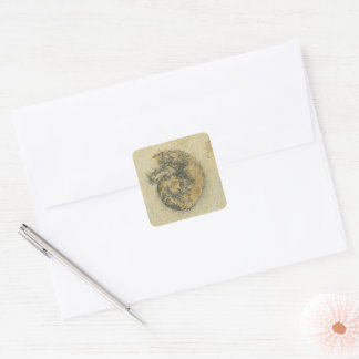 German Ammonite with Dendrites Square Sticker