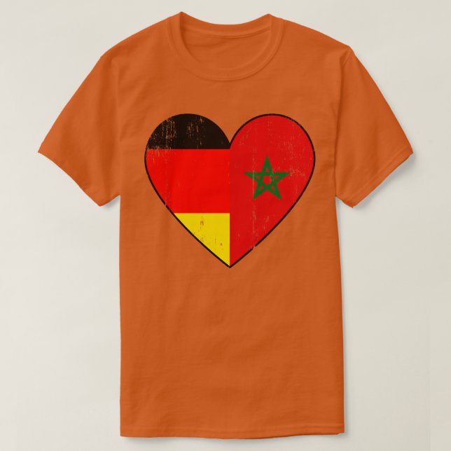 German And Moroccan Flag Heart Morroco T-Shirt (Design Front)