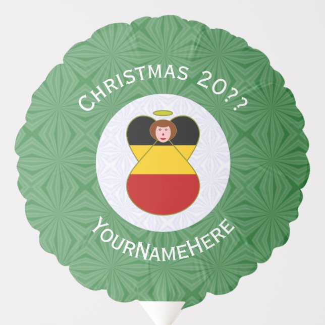 German Angel Christmas Flag Personalized  Balloon (Front)