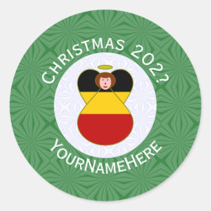 German Angel Christmas Flag Personalized Classic Round Sticker