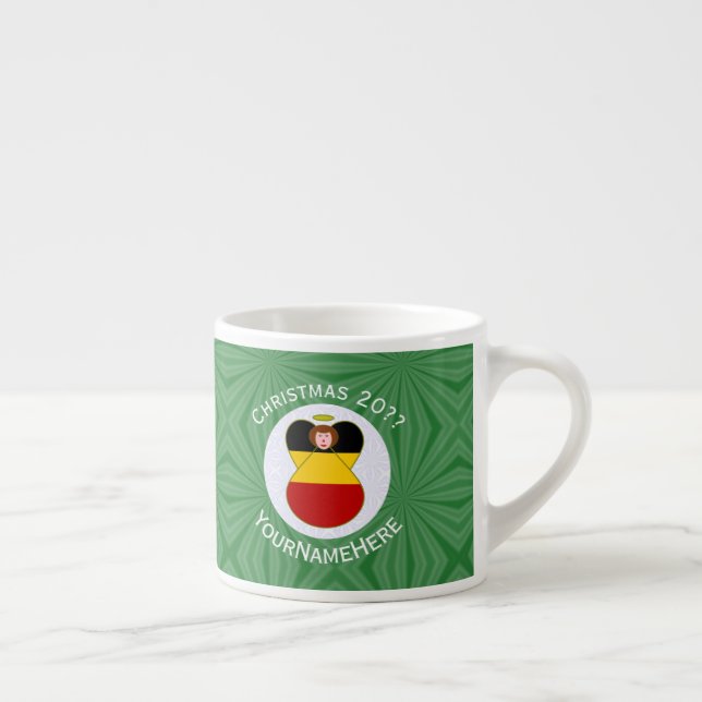 German Angel Christmas Flag Personalized  Espresso Cup (Right)