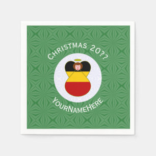 German Angel Christmas Flag Personalized Napkins