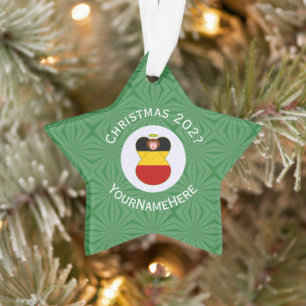 German Angel Christmas Flag Personalized Ornament