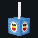 German Angel Hanukkah Flag Personalized  Cube Ornament<br><div class="desc">An angel dressed in the flag of Germany on this cube ornament for Hanukkah decor. Designed for families of multiple religions to celebrate the holidays. The Hanukkah German Flag angel flies in a white center of squiggly squares on a blue background of squiggly squares. Add a name to personalize. Add...</div>