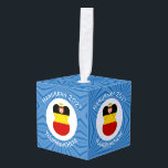 German Angel Hanukkah Flag Personalized  Cube Ornament<br><div class="desc">An angel dressed in the flag of Germany on this cube ornament for Hanukkah decor. Designed for families of multiple religions to celebrate the holidays. The Hanukkah German Flag angel flies in a white center of squiggly squares on a blue background of squiggly squares. Add a name to personalize. Add...</div>