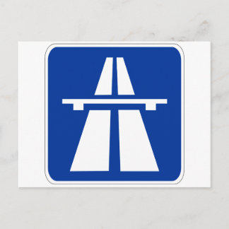 German Autobahn Sign Postcard