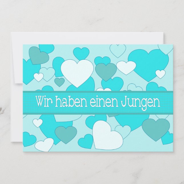 German Baby Boy Birth Announcement (Front)