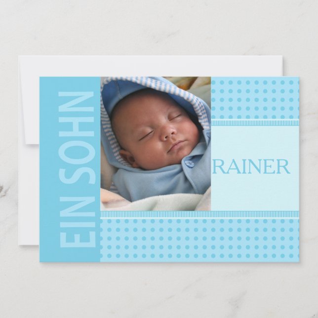 German Baby Boy Birth Announcement (Front)