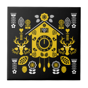 German Bauernmalerei Folk Art Ceramic Tile