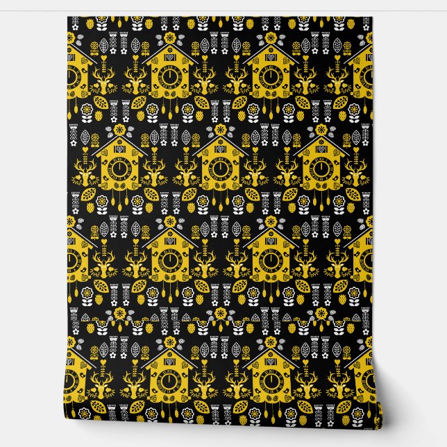 German Bauernmalerei Folk Art Wallpaper (Unrolling)