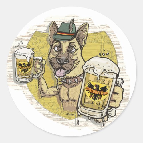 German Beer Hound Classic Round Sticker