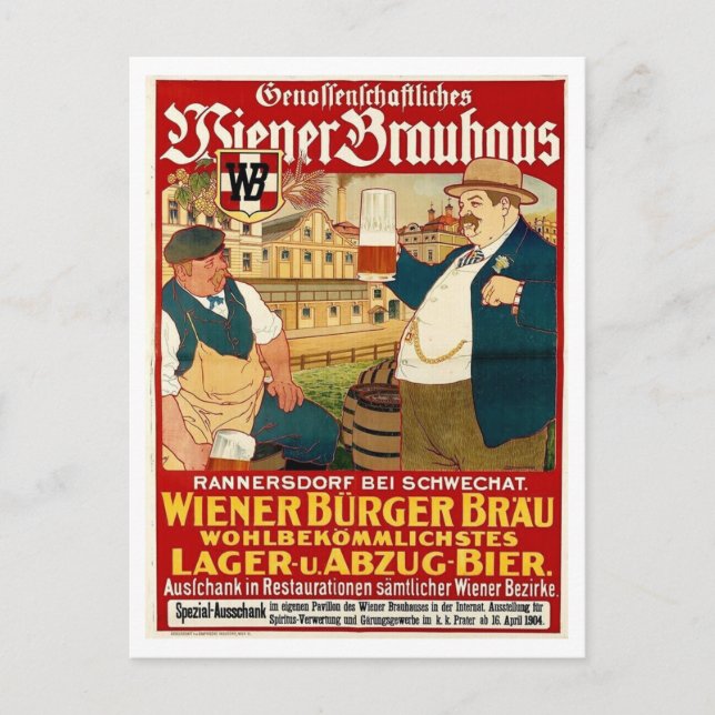 German Beer House Vintage Inspired Postcard (Front)