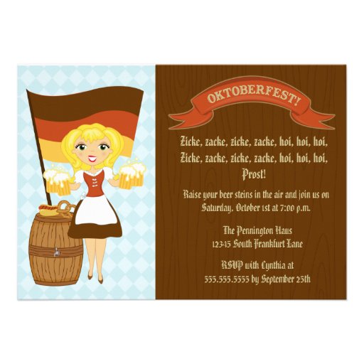 German beer maid Oktoberfest party invitation | Zazzle
