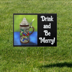 German Beer Stein w/Hinged Lid Blue Green Sign