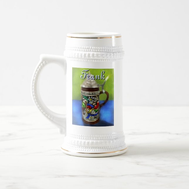 German Beer Stein w/Hinged Lid Personalized (Left)