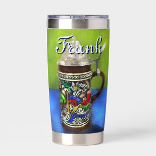 German Beer Stein w/Hinged Lid Personalized Insulated Tumbler