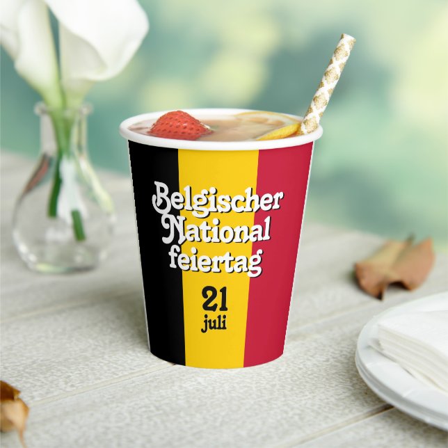 German Belgischer Nationalfeiertag Belgian Flag Paper Cups (Insitu)