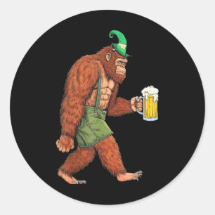 German Bigfoot Sasquatch Beer Lederhose Funny _2 Classic Round Sticker