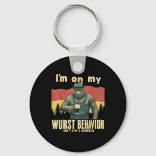 German Bigfoot Sasquatch Funny Retro Lederhose  Keychain