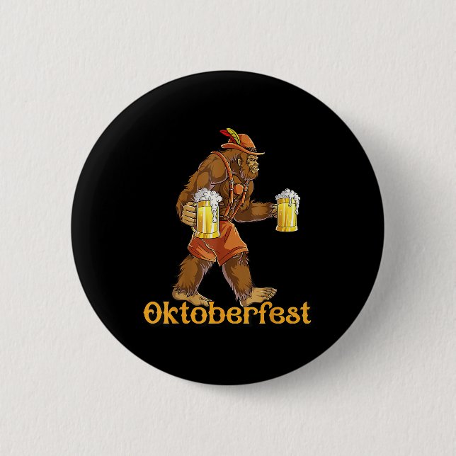 German Bigfoot Sasquatch Lederhose Funny 2024  Button (Front)
