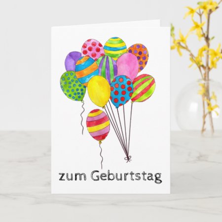 German Birthday Bunch Of Balloons Card