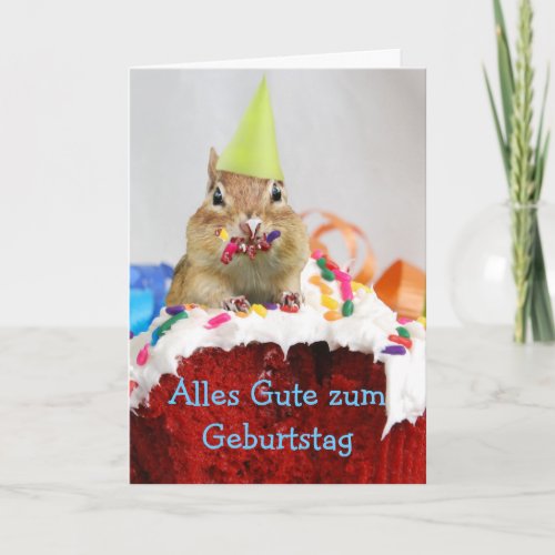 German Birthday Chipmunk Card